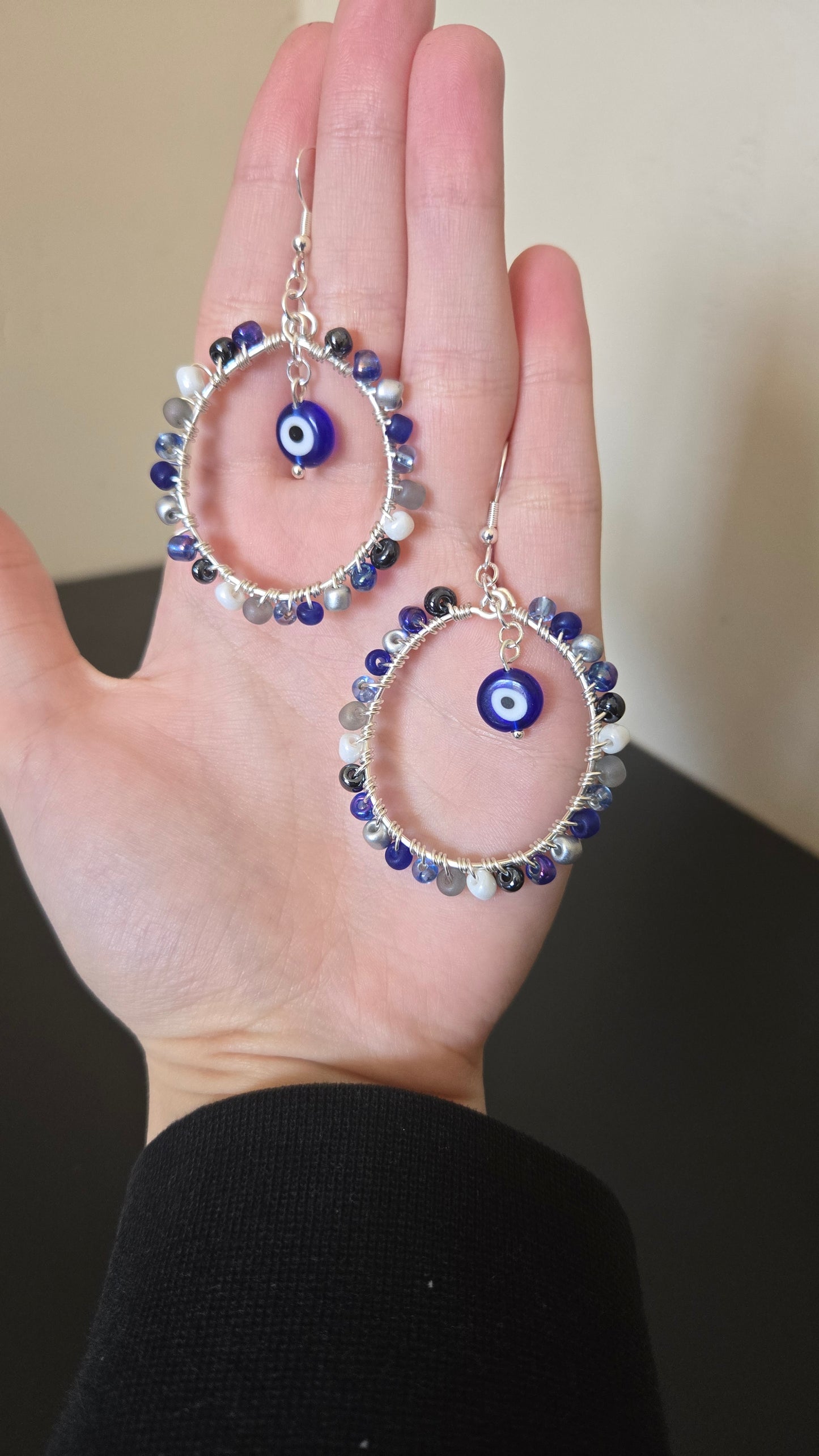Evil Eye Wire-wrapped Earrings