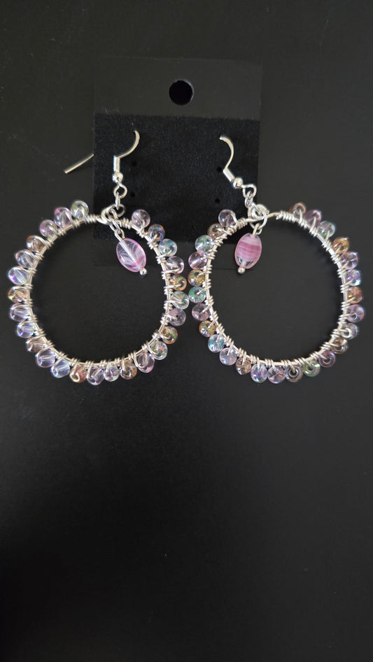 Soft Pink Wire-wrapped Earrings