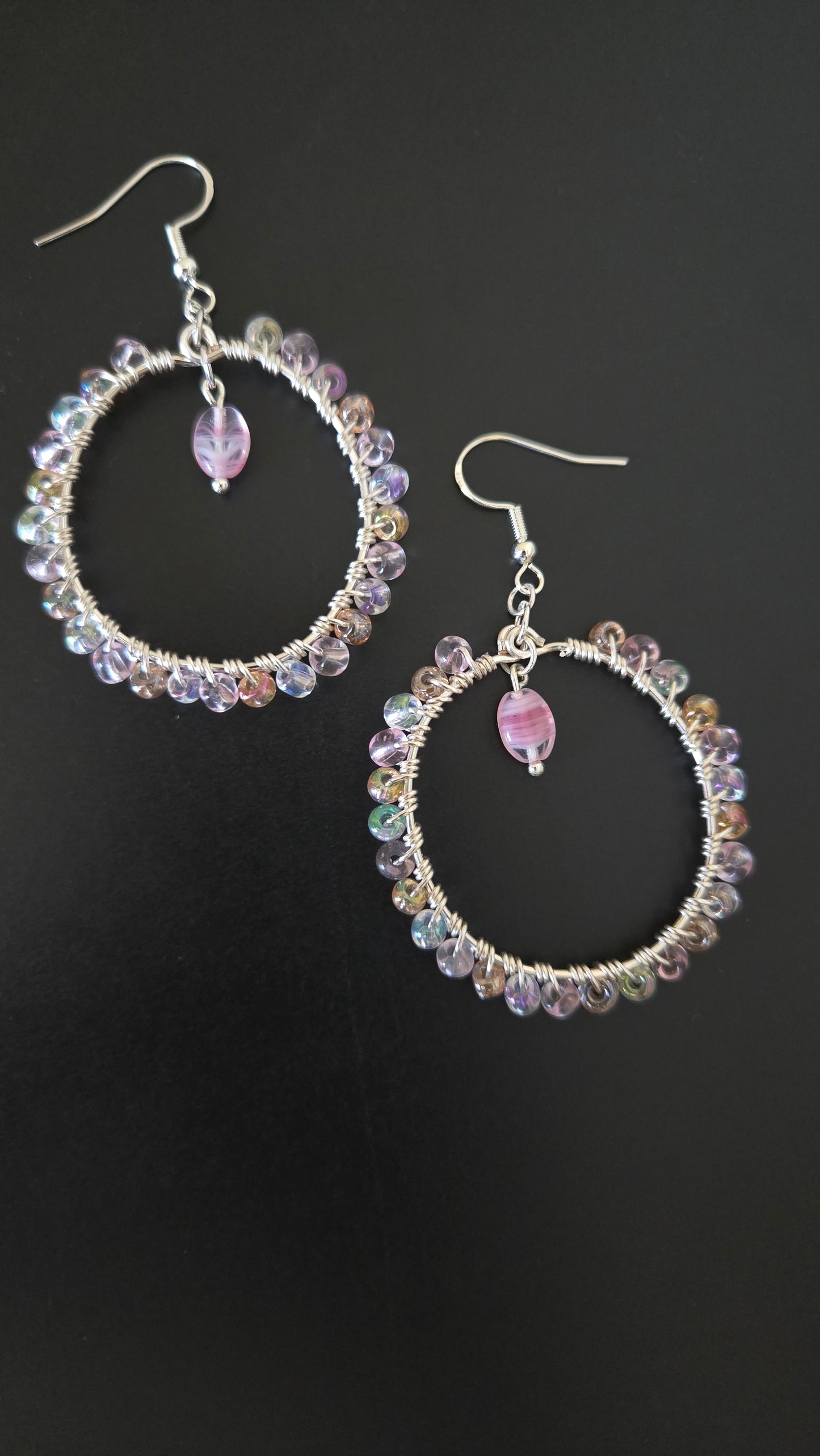 Soft Pink Wire-wrapped Earrings