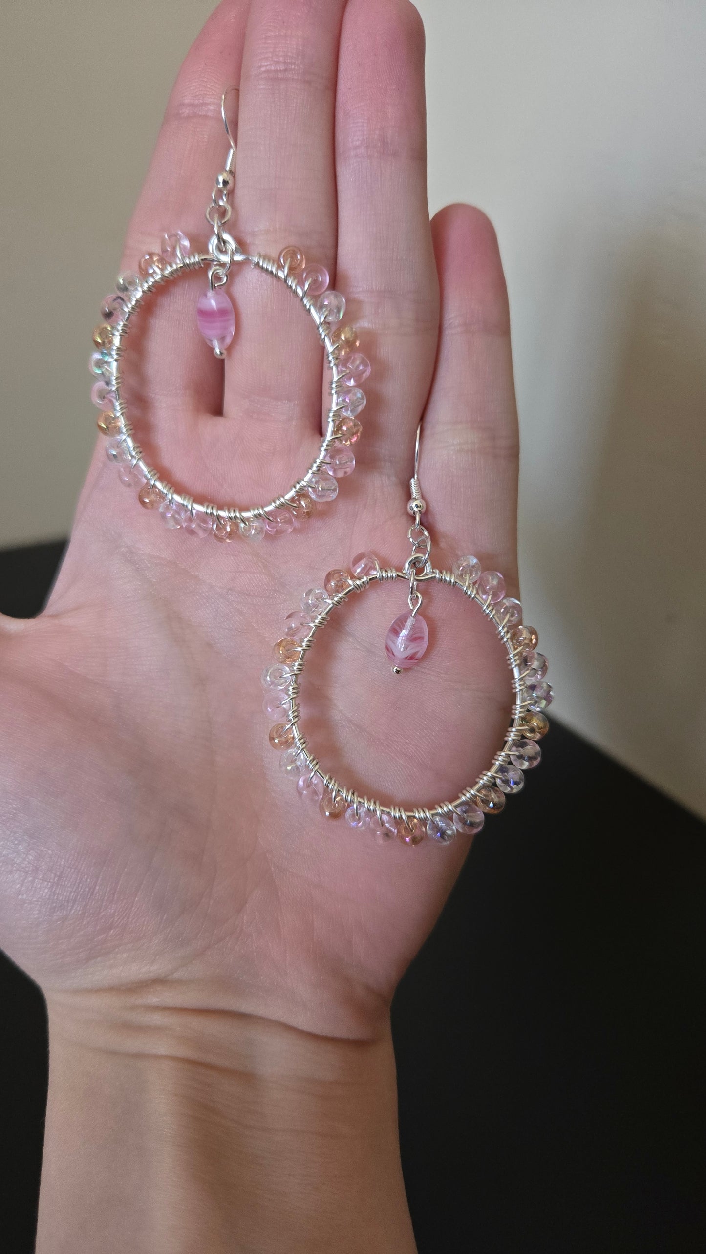 Soft Pink Wire-wrapped Earrings