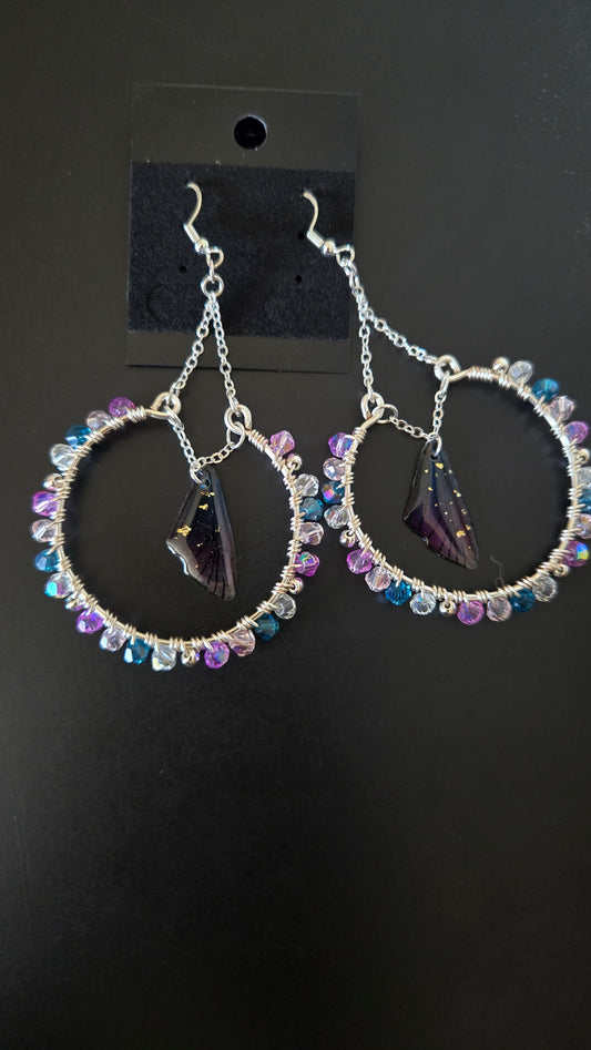 Galaxy Butterfly Wing Wire-wrapped Earrings
