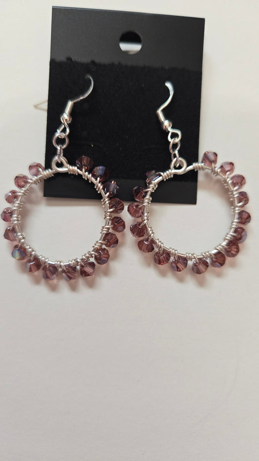 Mauve Small Wire-wrapped Earrings