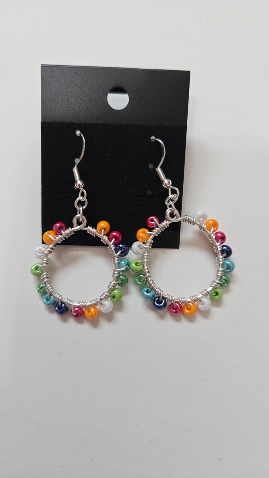 Rainbow Small Wire-wrapped Earrings