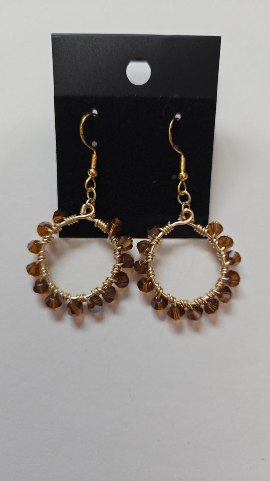 Brown Small Wire-wrapped Earrings