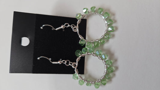 Green Small Wire-wrapped Earrings