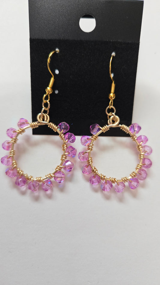 Purple Small Wire-wrapped Earrings