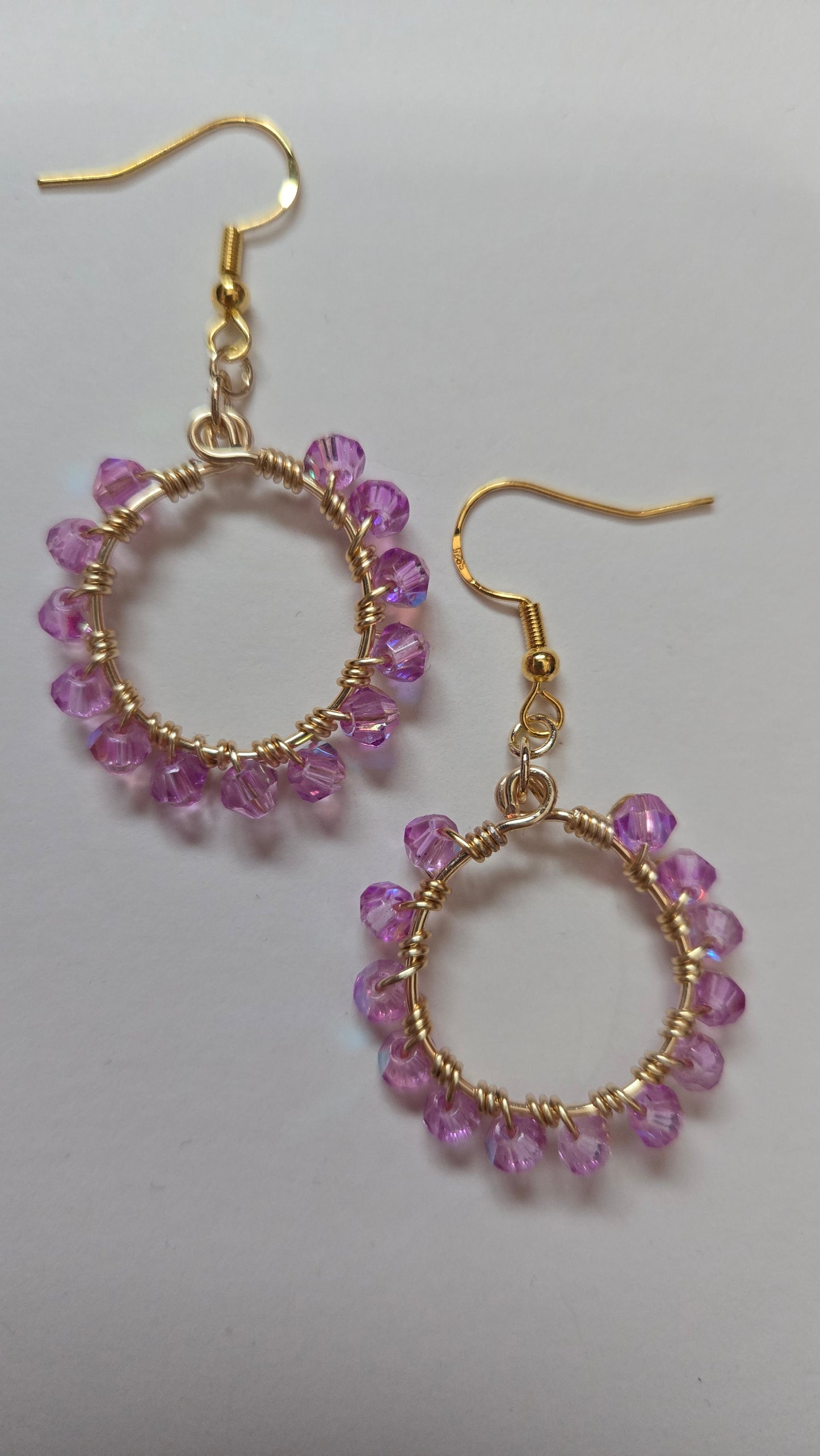 Purple Small Wire-wrapped Earrings