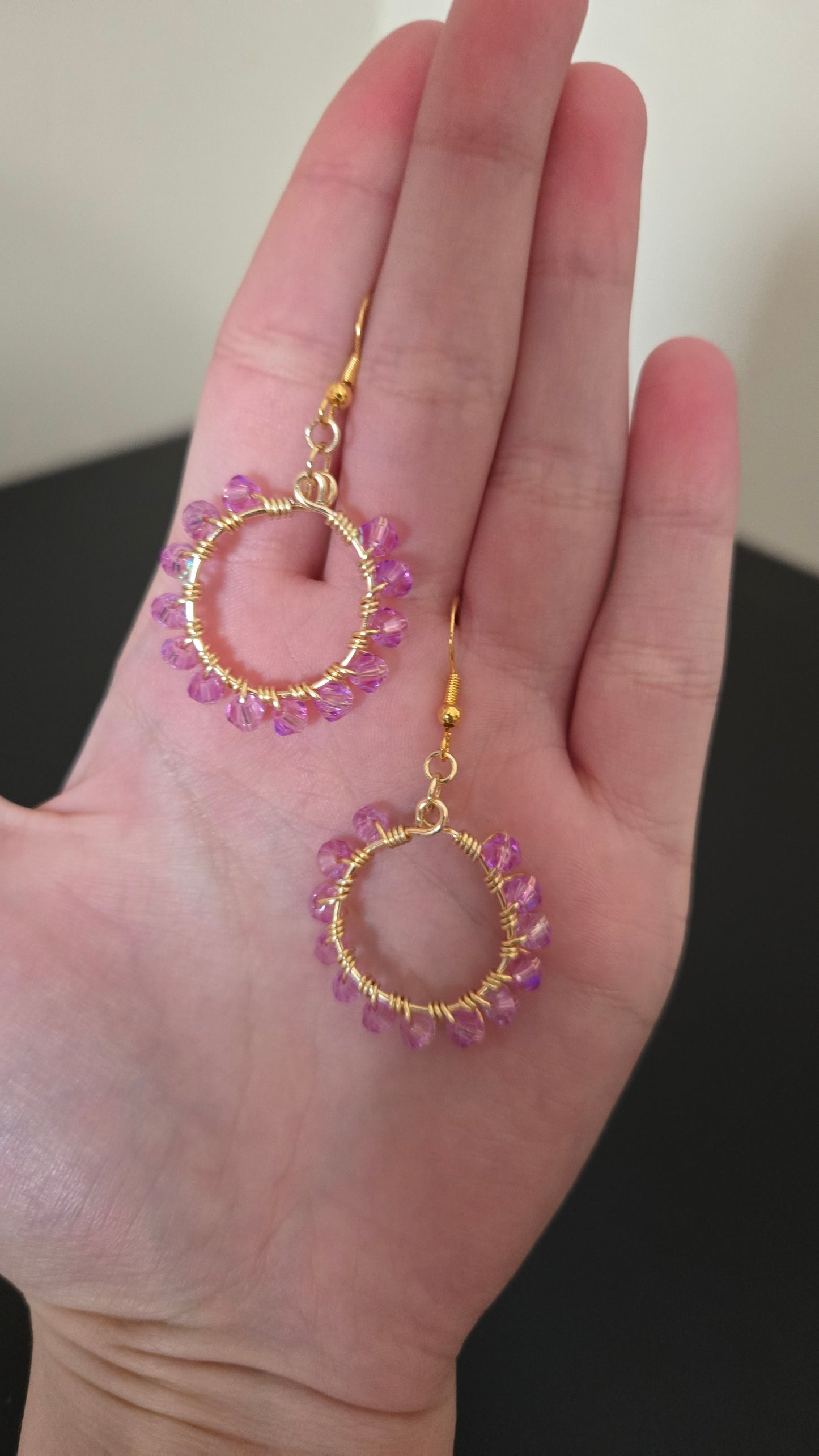 Purple Small Wire-wrapped Earrings
