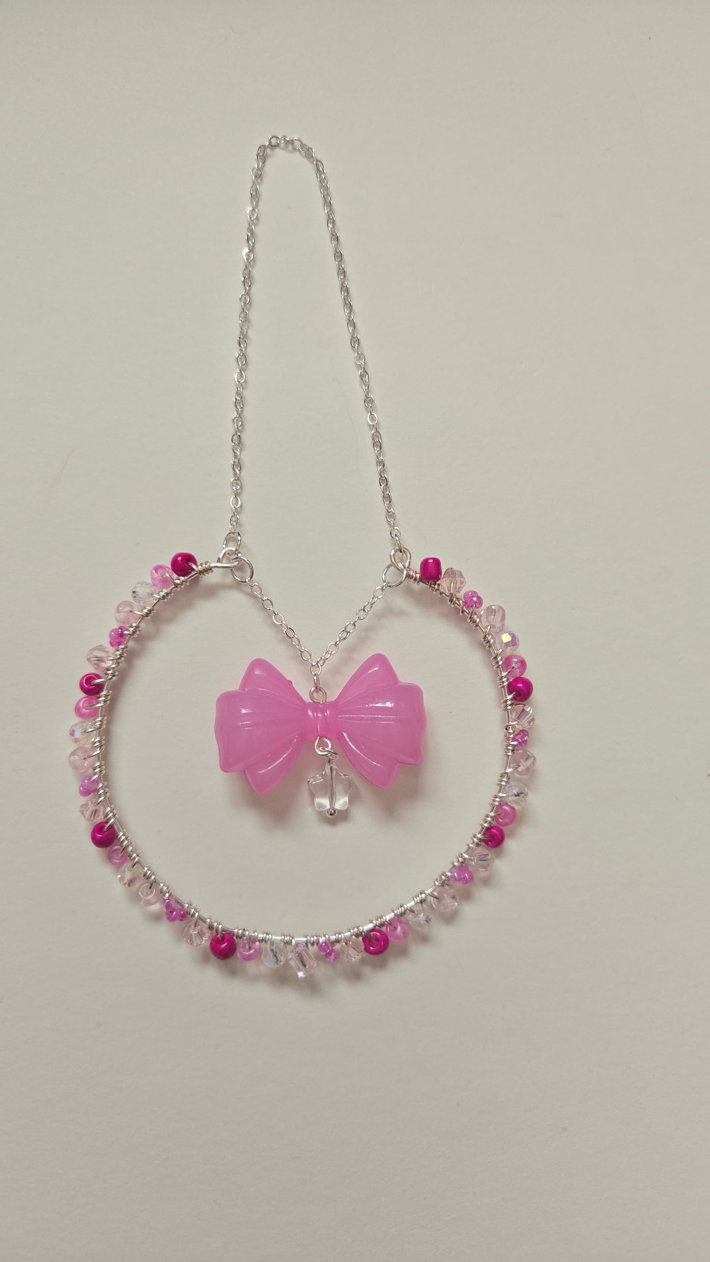 Large Pink Bow Wire-wrapped Decor Piece