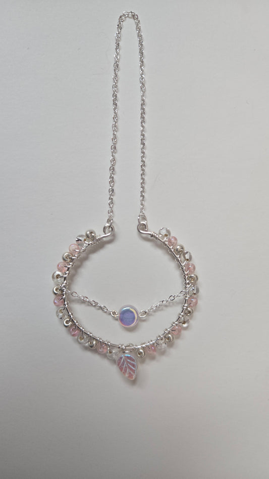 Pink Leaf Wire-wrapped Decor Piece