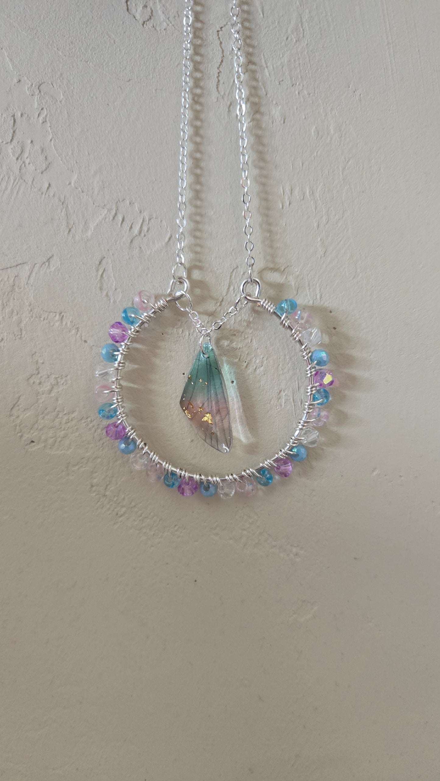 Purple/Blue Butterfly Wing Wire-wrapped Decor