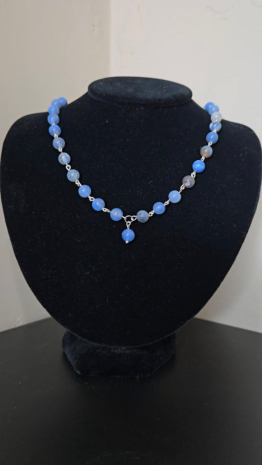 Blue Dyed Agate Necklace