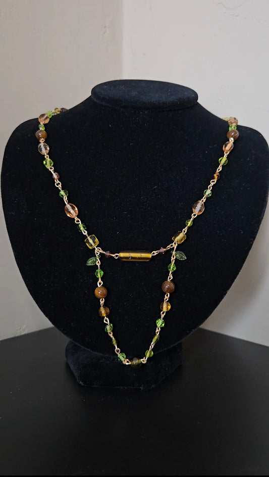 Glass Forestcore Golden Necklace