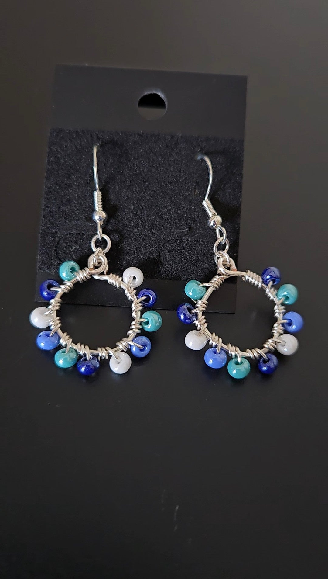 Teal Mini Wire-wrapped Earrings