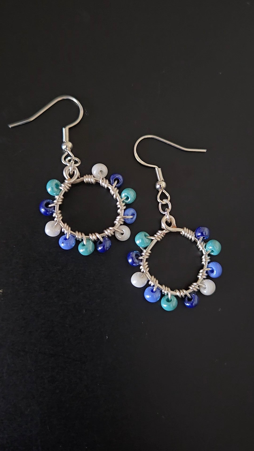 Teal Mini Wire-wrapped Earrings