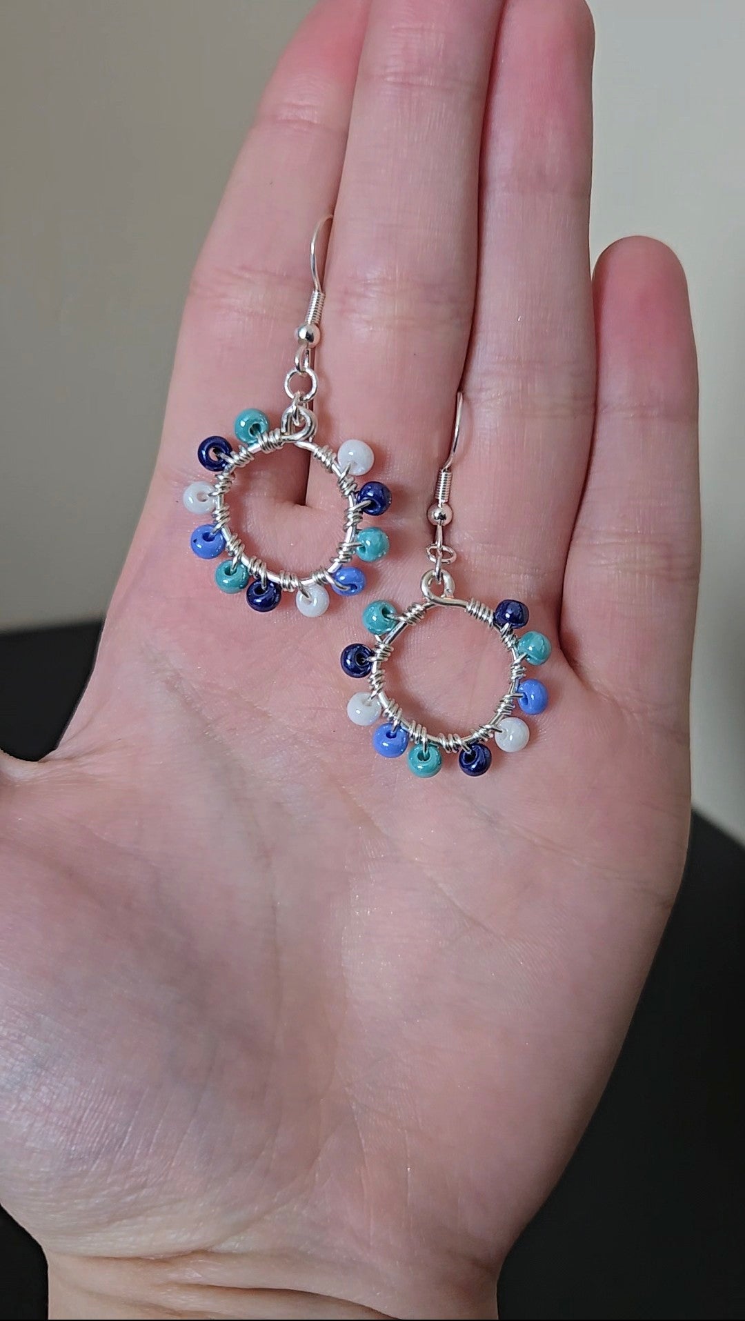 Teal Mini Wire-wrapped Earrings