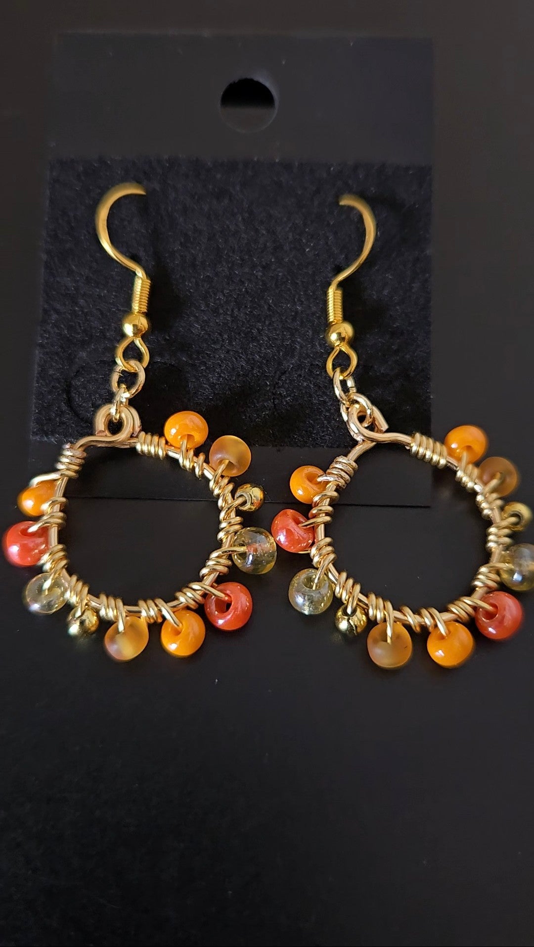 Orange Mini Wire-wrapped Earrings