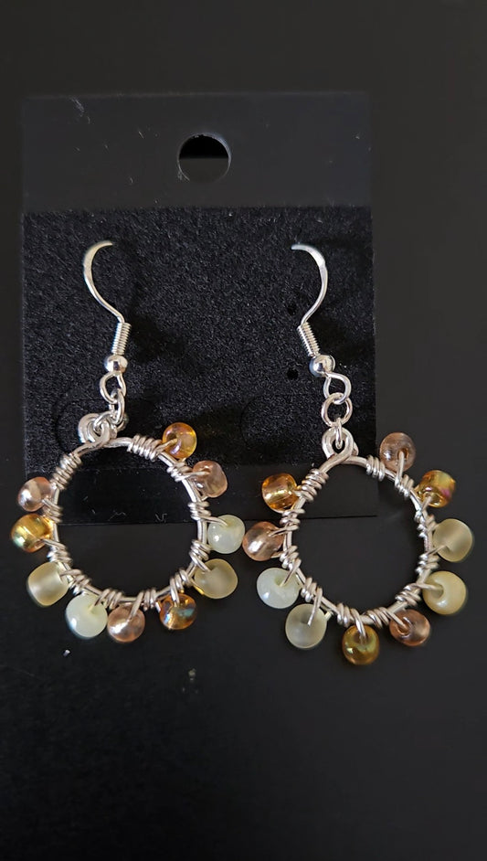 White Gold Mini Wire-wrapped Earrings