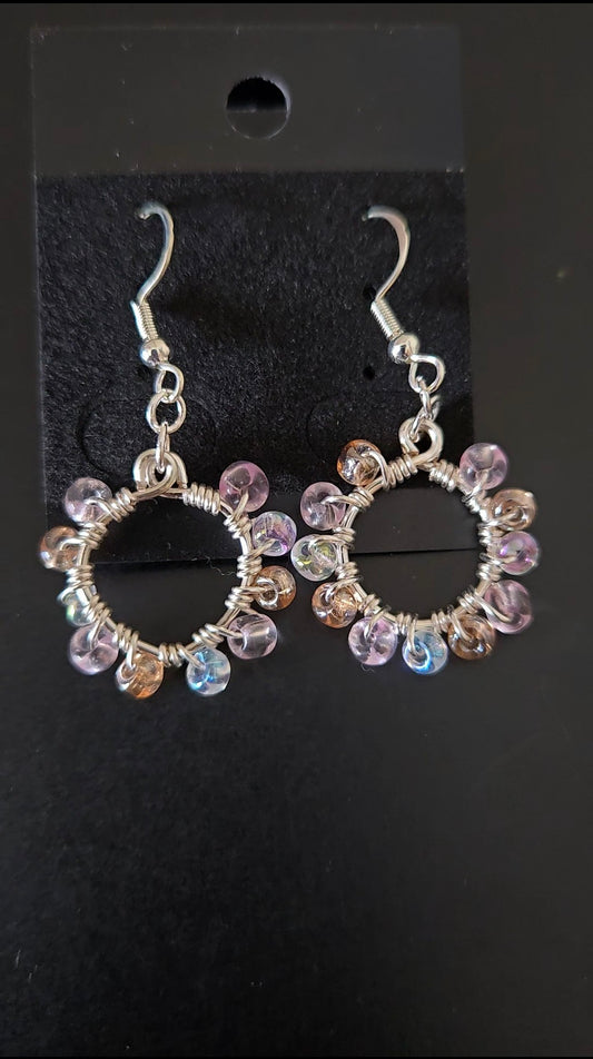 Soft Pink Mini Wire-wrapped Earrings