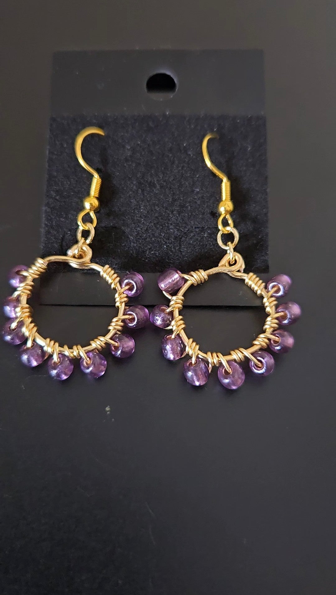 Purple Mini Wire-wrapped Earrings
