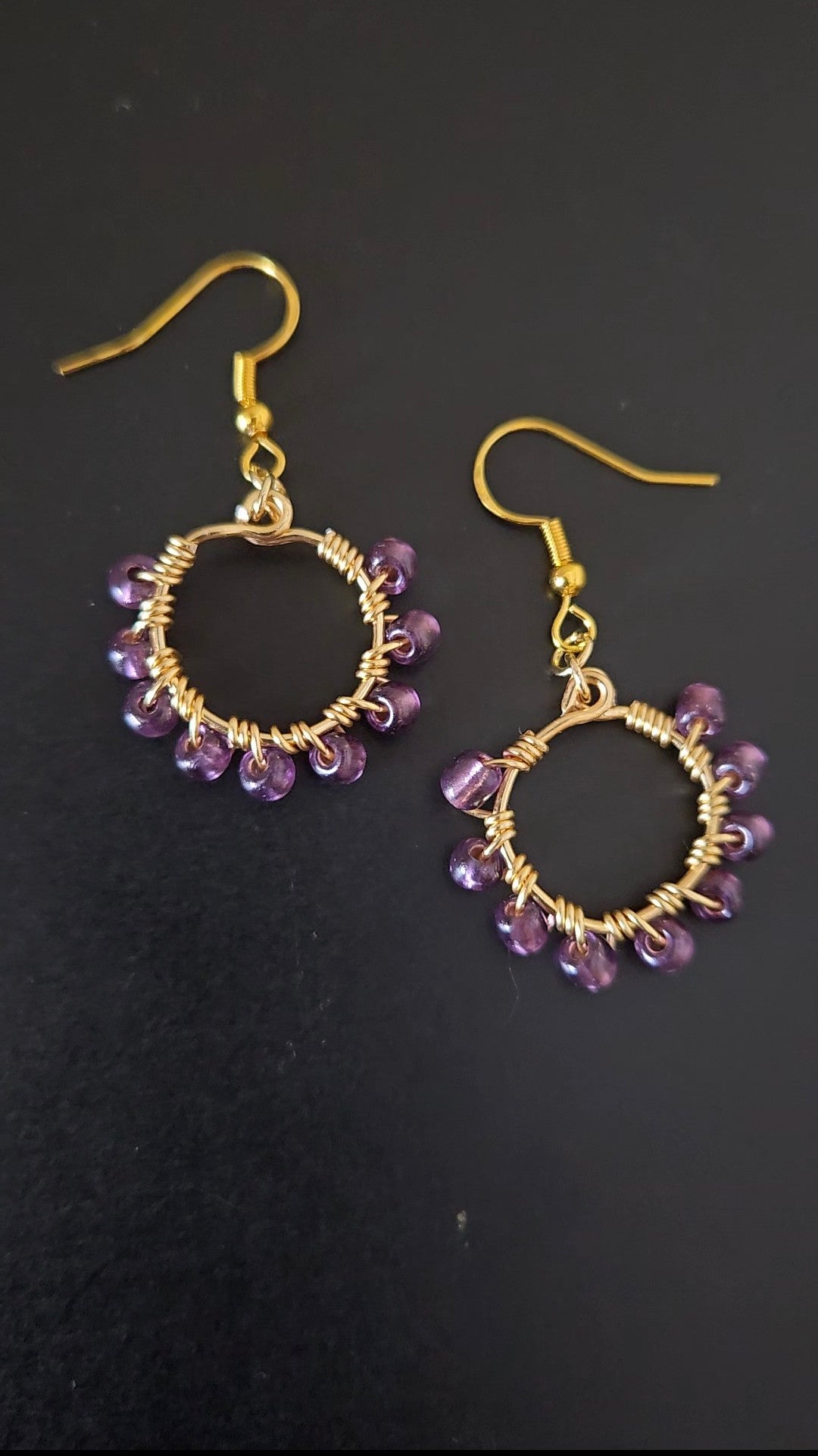 Purple Mini Wire-wrapped Earrings