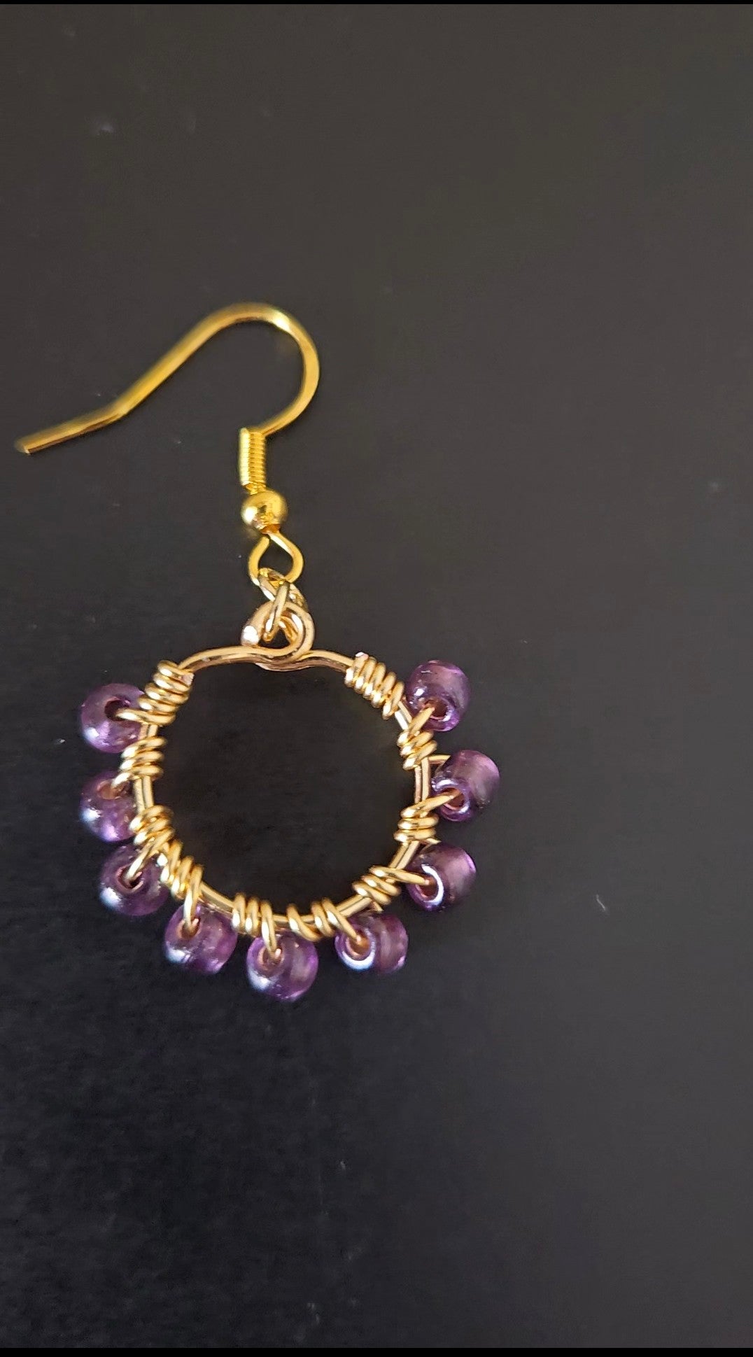 Purple Mini Wire-wrapped Earrings