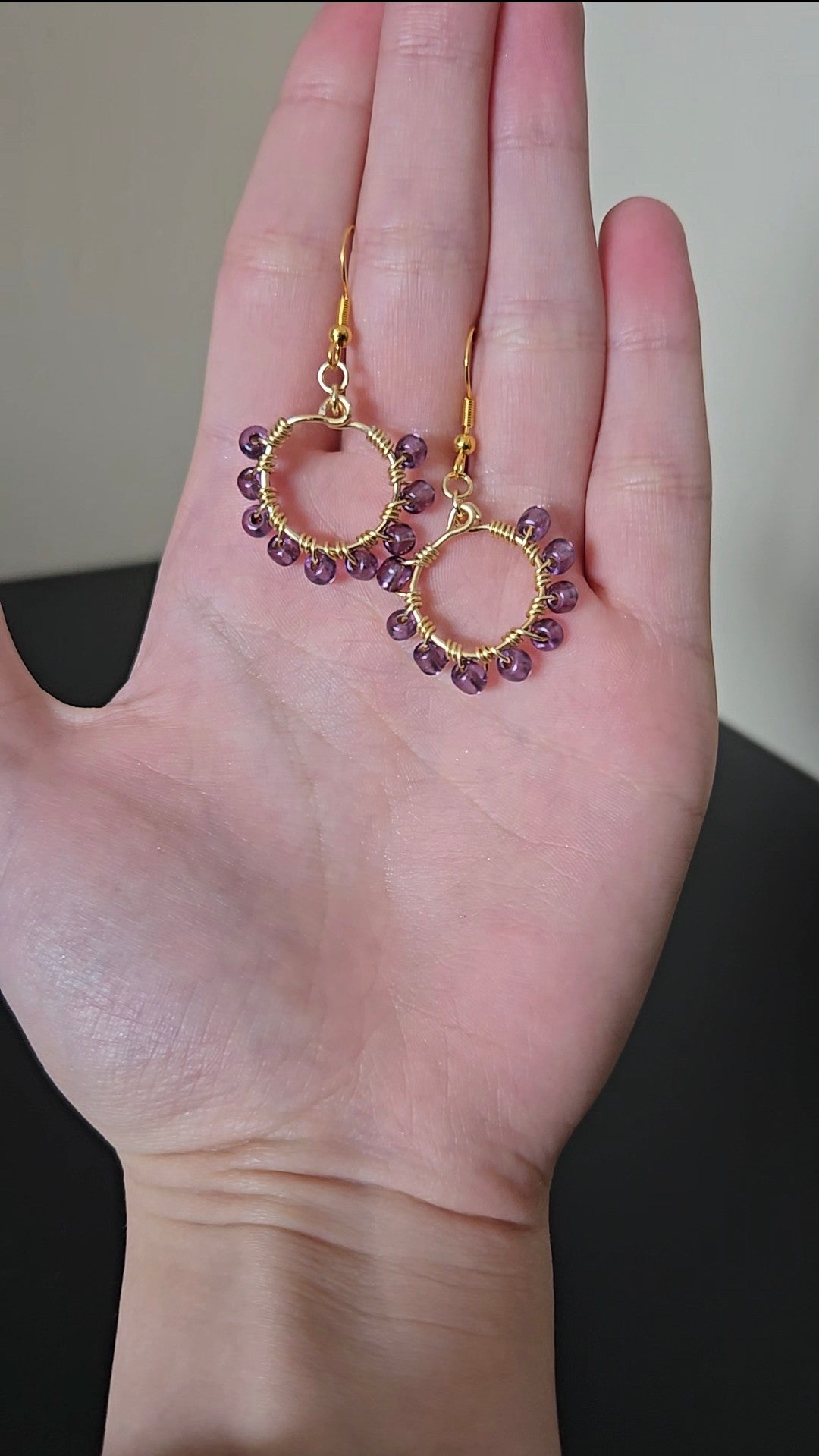Purple Mini Wire-wrapped Earrings