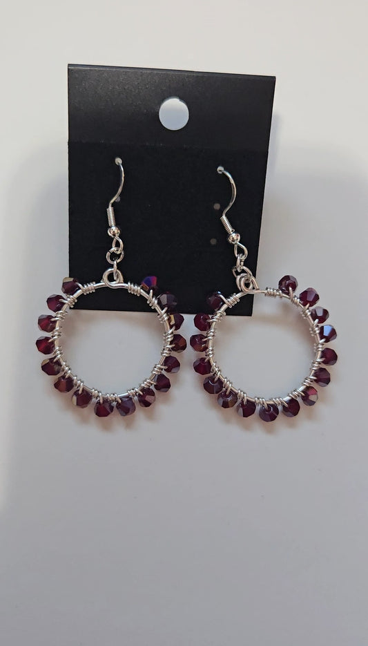 Crimson Small Wire-wrapped Earrings