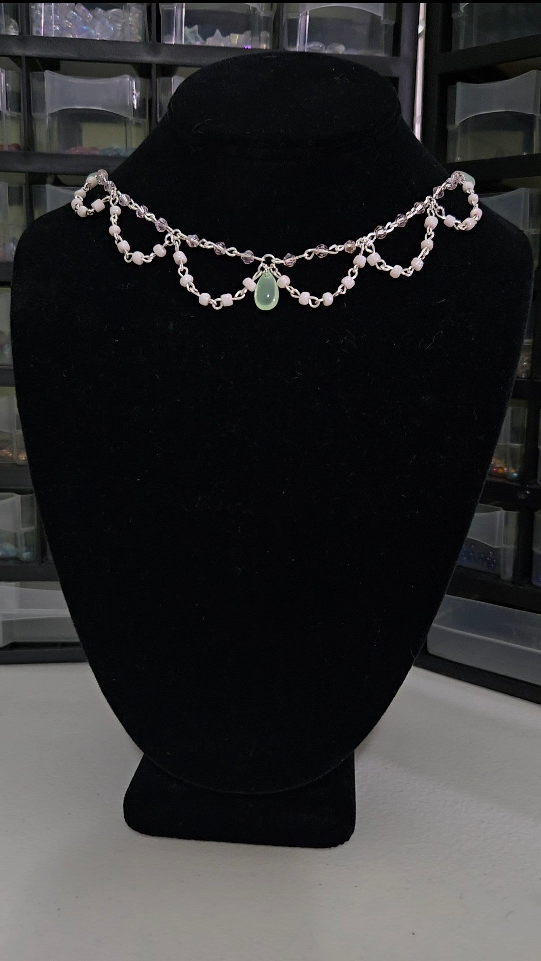 Sage/Pink Chained Necklace