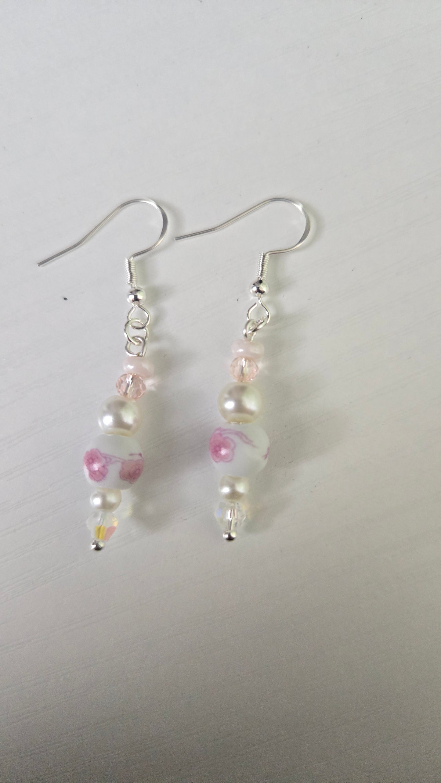 Pink Floral Ceramic Simple Earrings