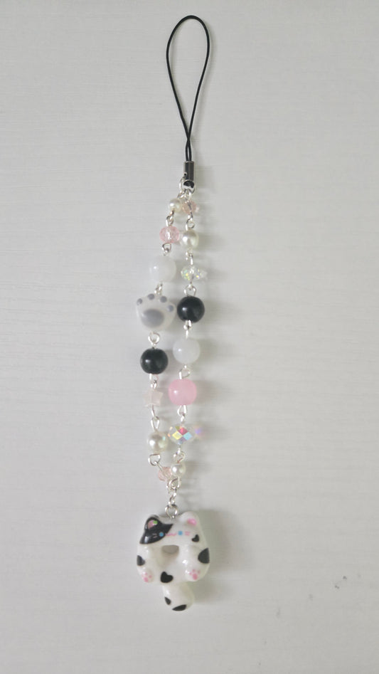 Black and White Cat Donut Phone Charm