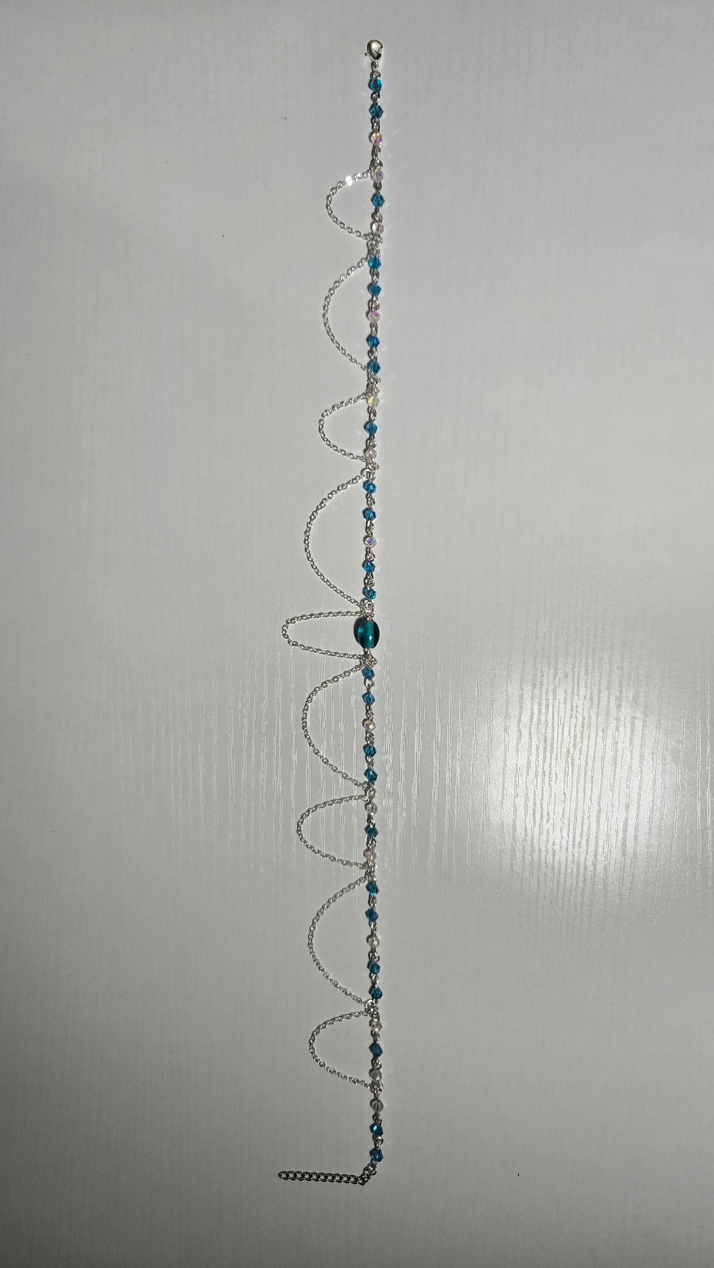 Blue Iridescent Chained Necklace