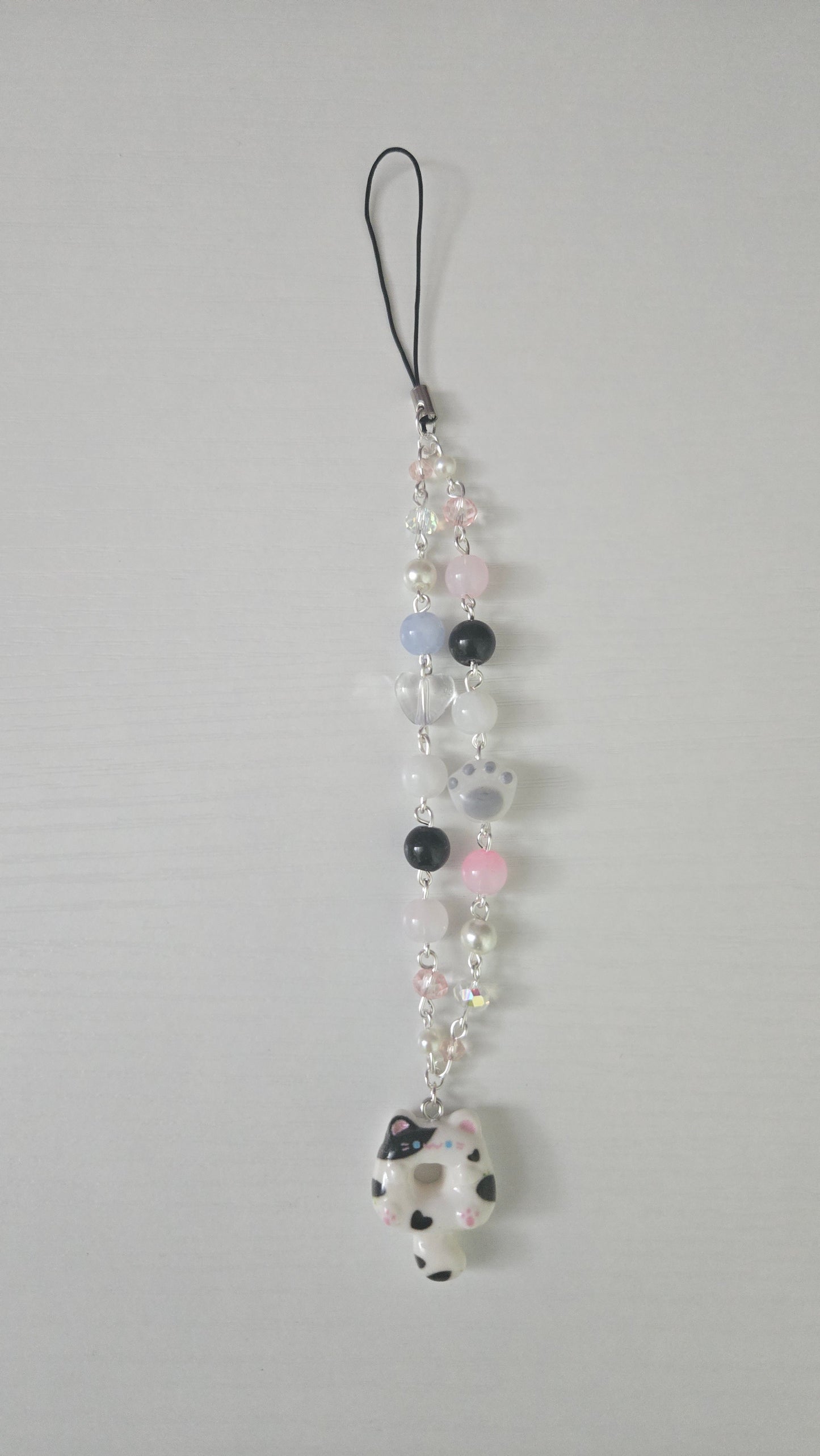Black and White Cat Donut Phone Charm