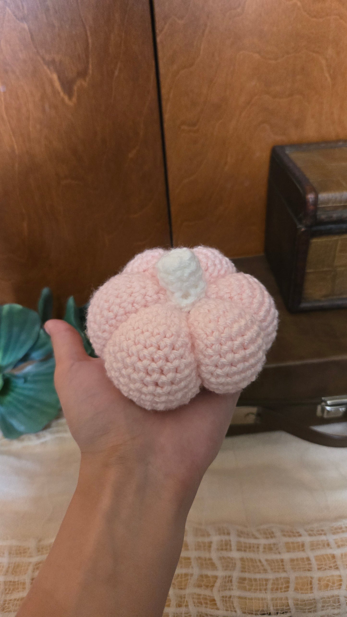 Made To Order Pink Crochet Pumpkin