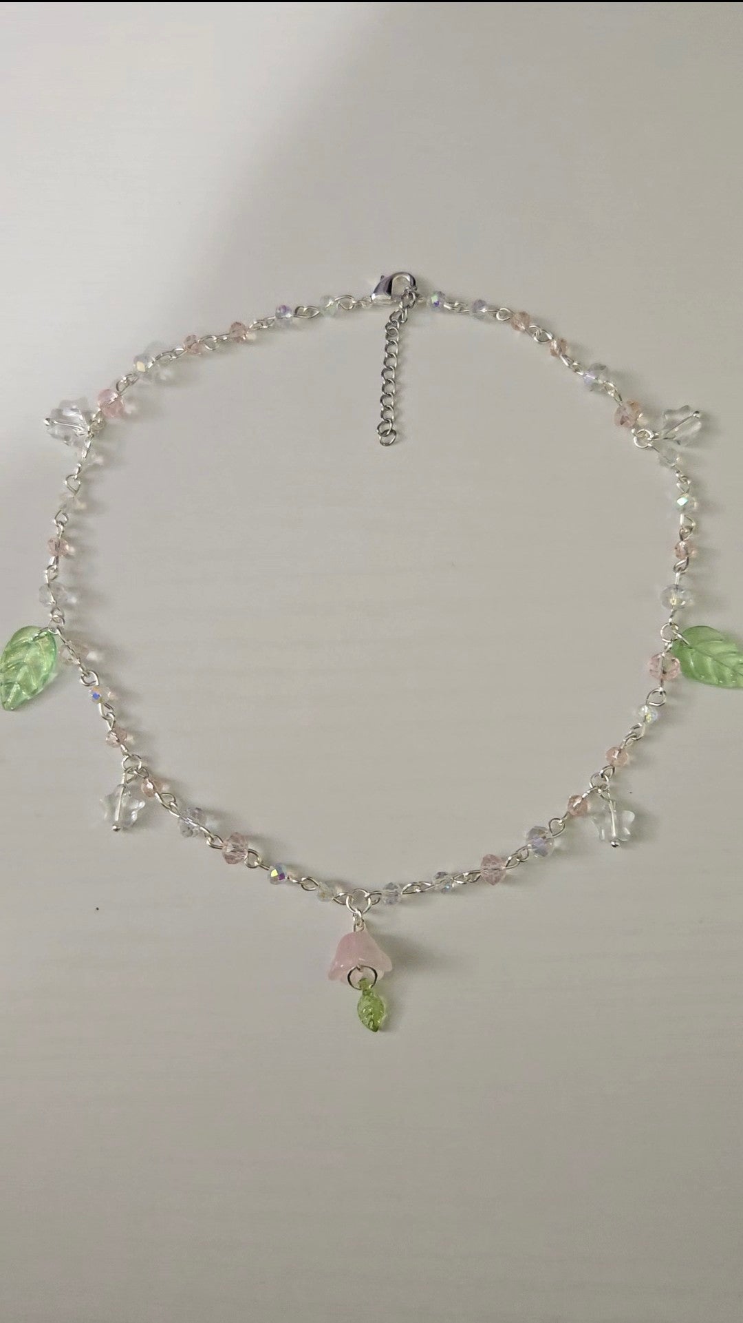Pink Bellflower Dainty Necklace