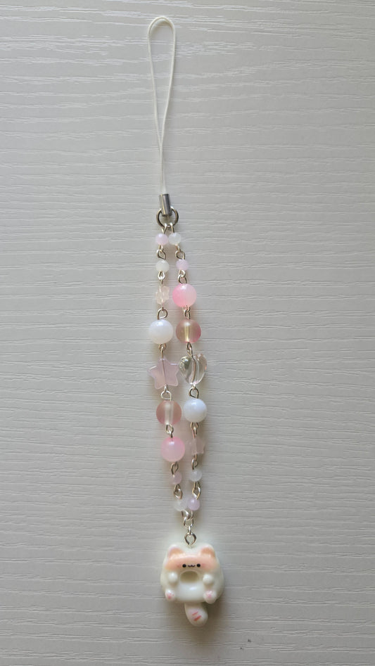 Pink Cat Phone Charm