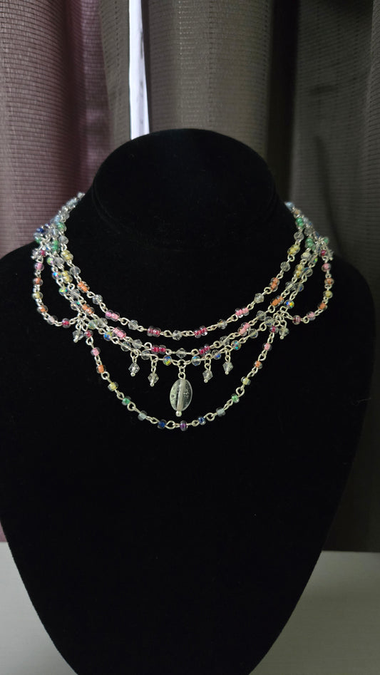 Rainbow Iridescent Layered Necklace