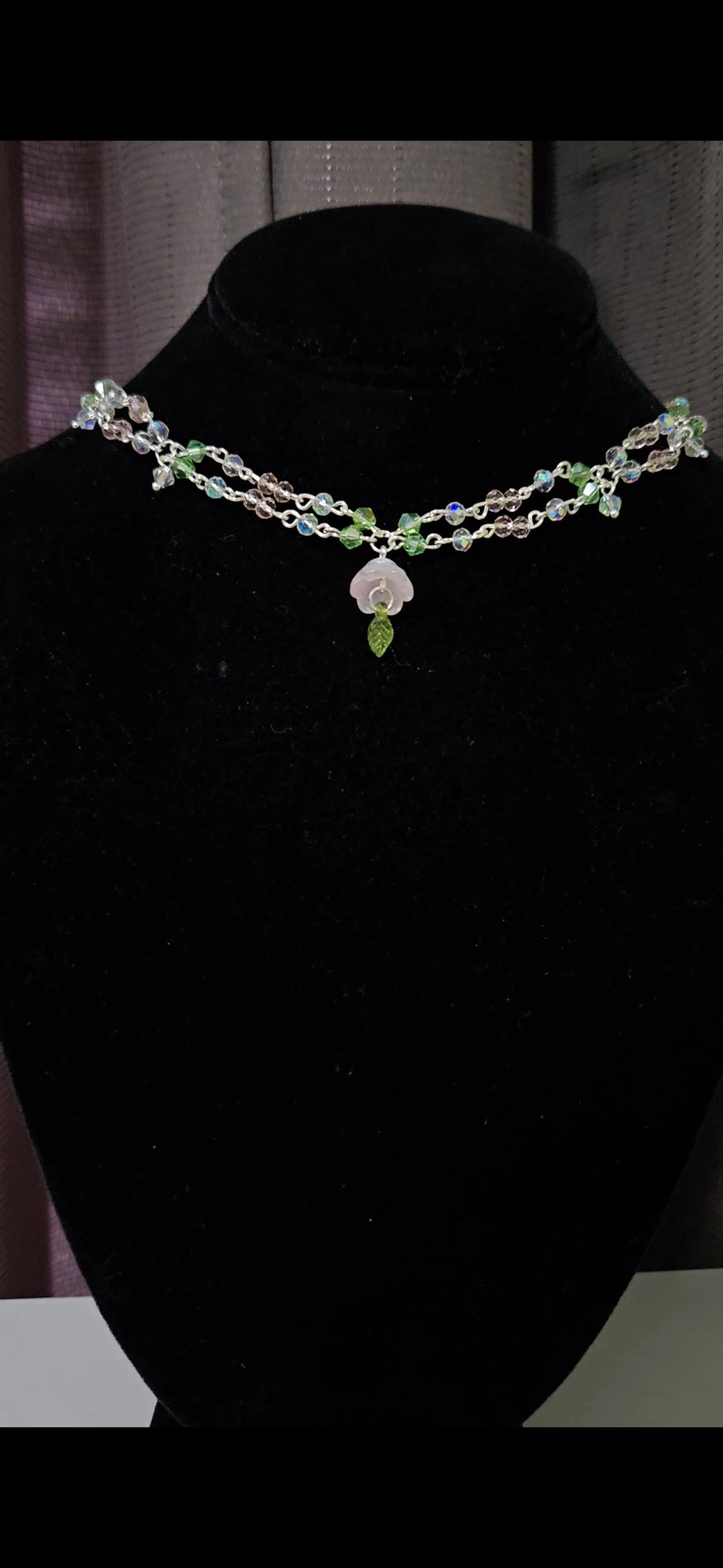 Pink Bellflower Double Layer Necklace