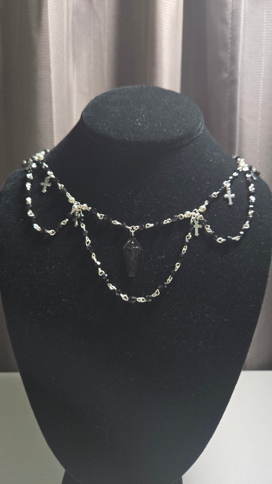 Gothic Coffin Chained Lace Necklace