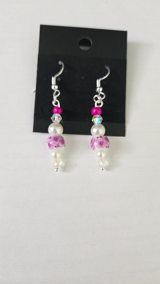 Magenta Ceramic Simple Earrings