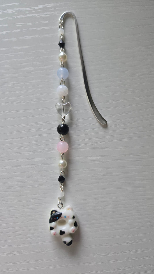 Black and White Cat Donut Bookmark