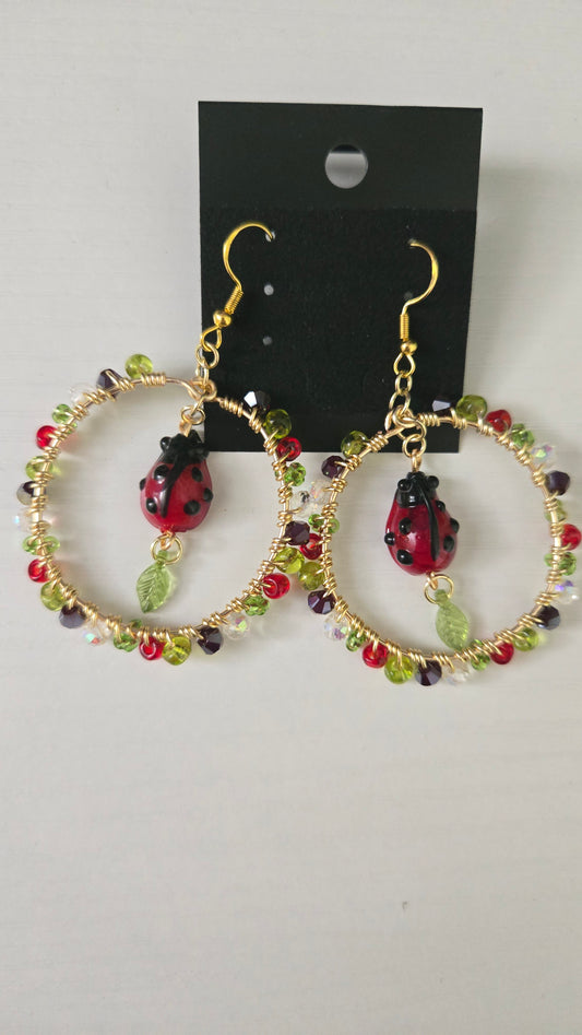 Ladybug Wire-wrapped Earrings