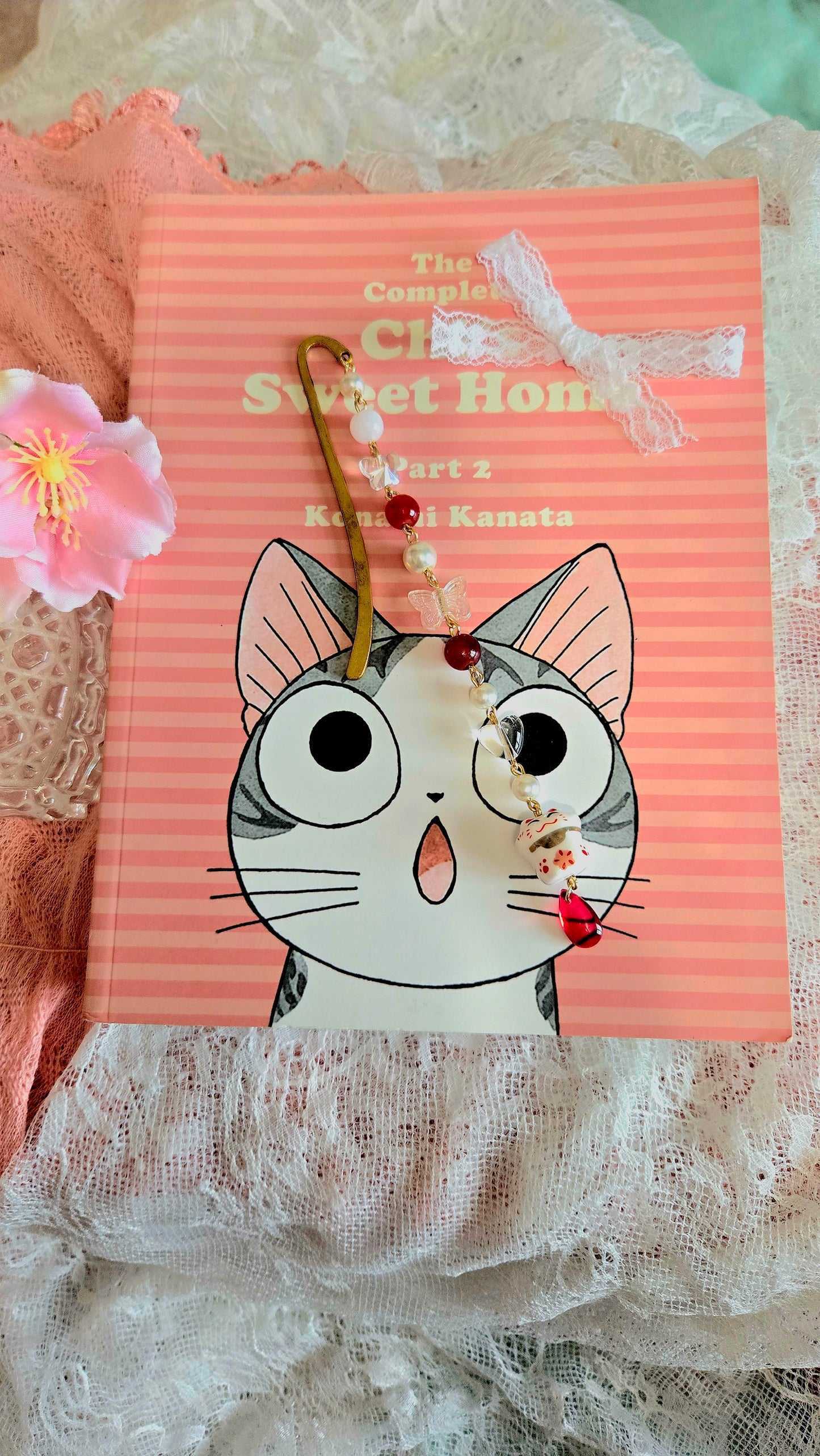 Lucky Cat Gold Bookmark
