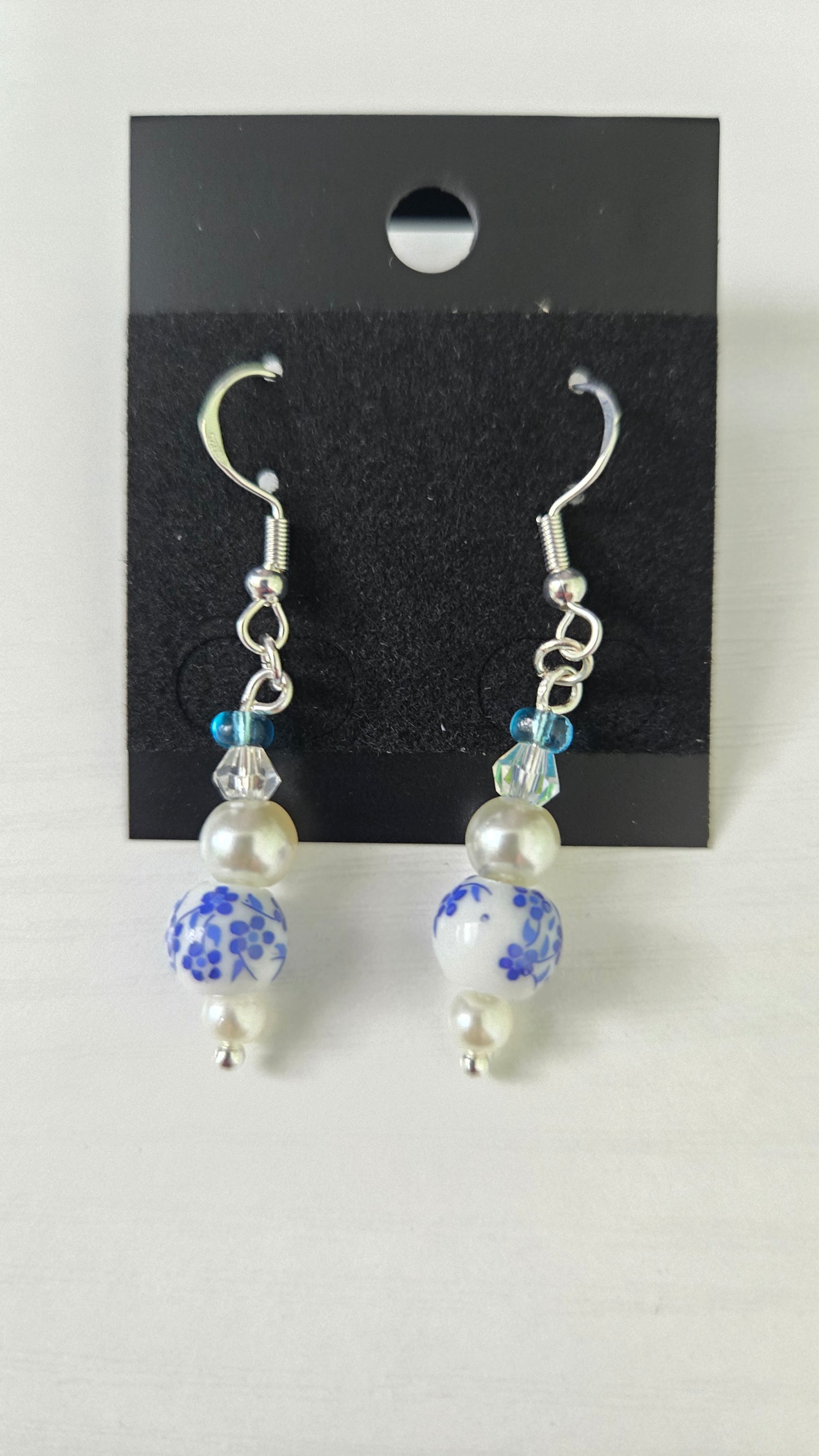 Blue Floral Ceramic Simple Earrings