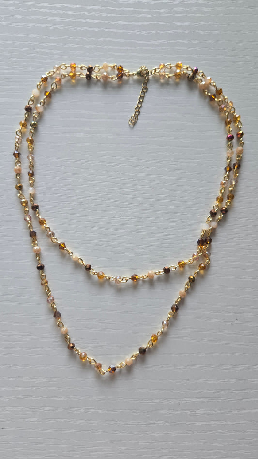 Double Layered Brown/Gold Dainty Necklace