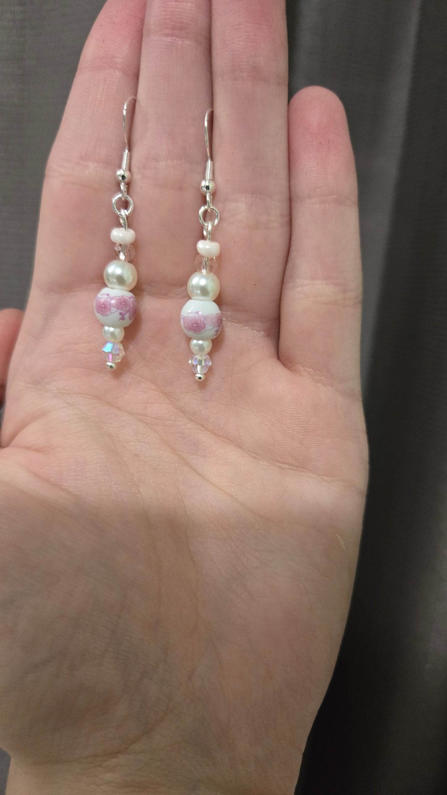 Pink Floral Ceramic Simple Earrings