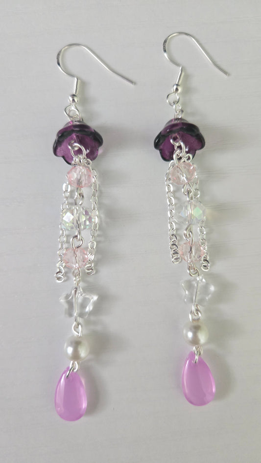 Pink Plum Mini Jellyfish Earrings