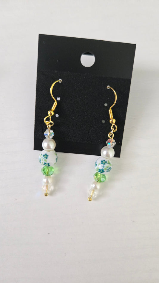 Green Floral Ceramic Simple Earrings