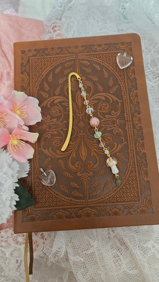 Pink Mushroom Gold Bookmark