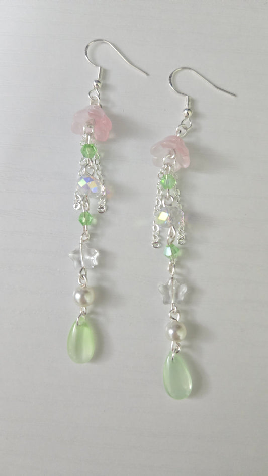 Pink and Green Mini Jellyfish Earrings